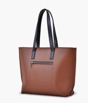 Shagtoolss brown with black long handle tote bag